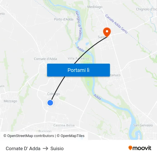 Cornate D' Adda to Suisio map