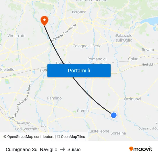Cumignano Sul Naviglio to Suisio map