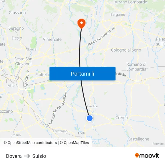 Dovera to Suisio map