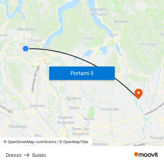 Drezzo to Suisio map
