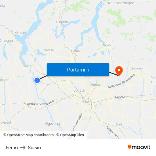 Ferno to Suisio map