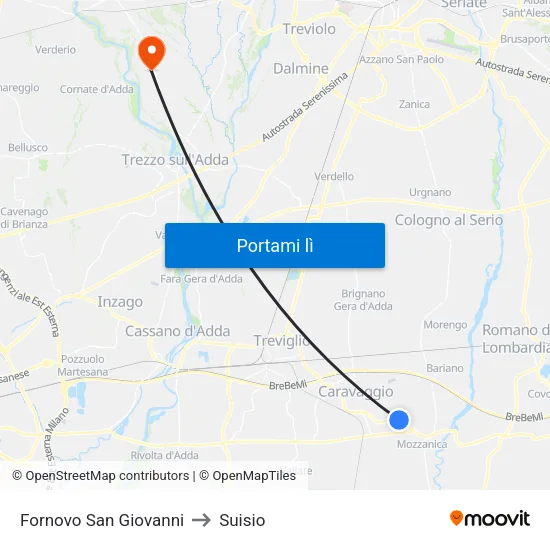 Fornovo San Giovanni to Suisio map
