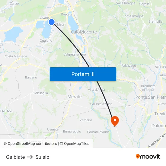 Galbiate to Suisio map