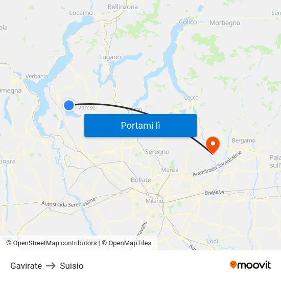 Gavirate to Suisio map
