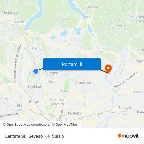Lentate Sul Seveso to Suisio map