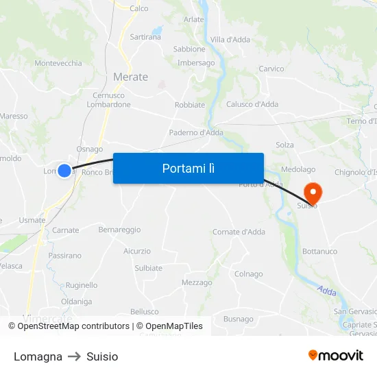 Lomagna to Suisio map