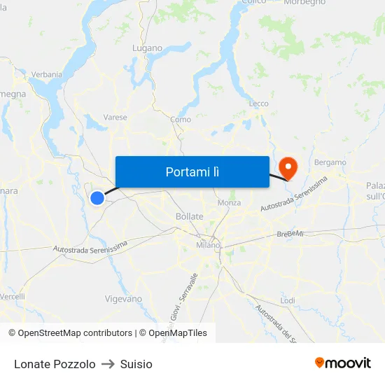 Lonate Pozzolo to Suisio map
