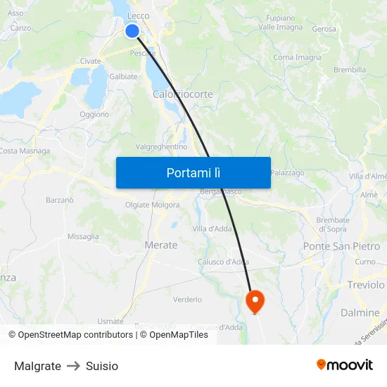 Malgrate to Suisio map