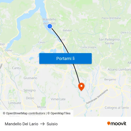 Mandello Del Lario to Suisio map