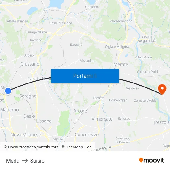 Meda to Suisio map