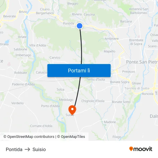 Pontida to Suisio map
