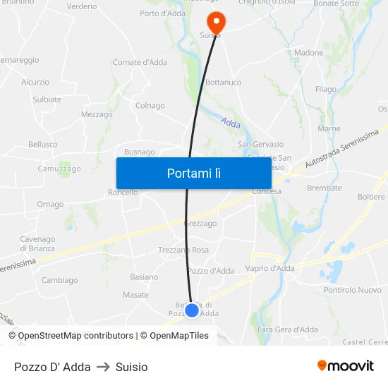 Pozzo D' Adda to Suisio map