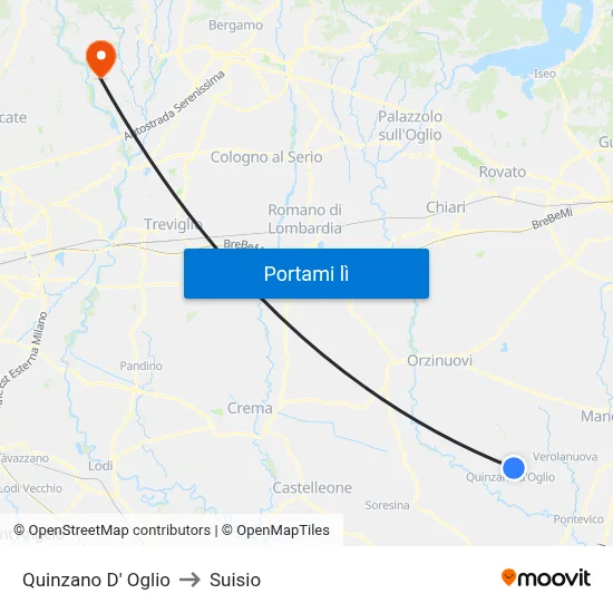 Quinzano D' Oglio to Suisio map