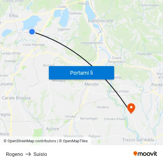 Rogeno to Suisio map