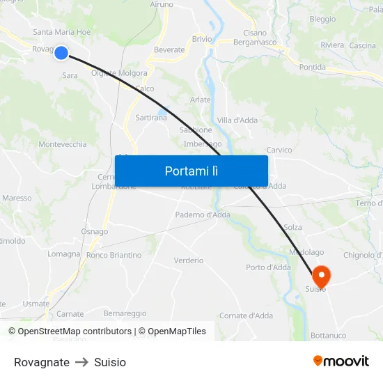 Rovagnate to Suisio map