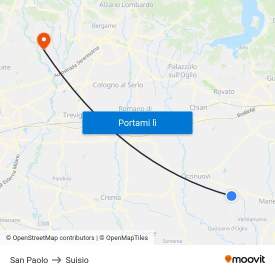 San Paolo to Suisio map
