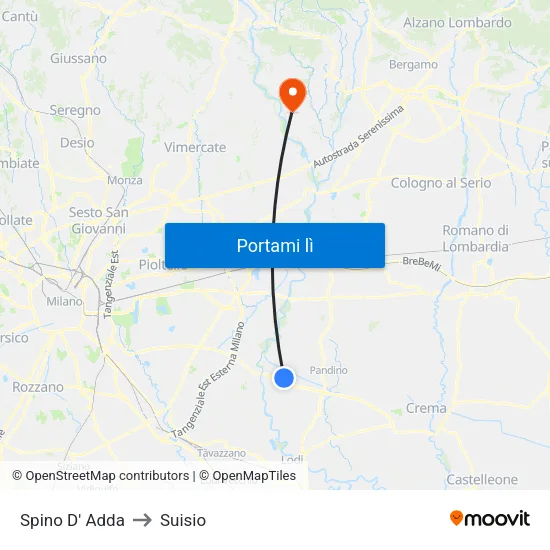 Spino D' Adda to Suisio map