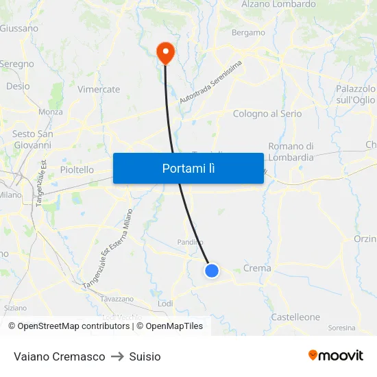 Vaiano Cremasco to Suisio map