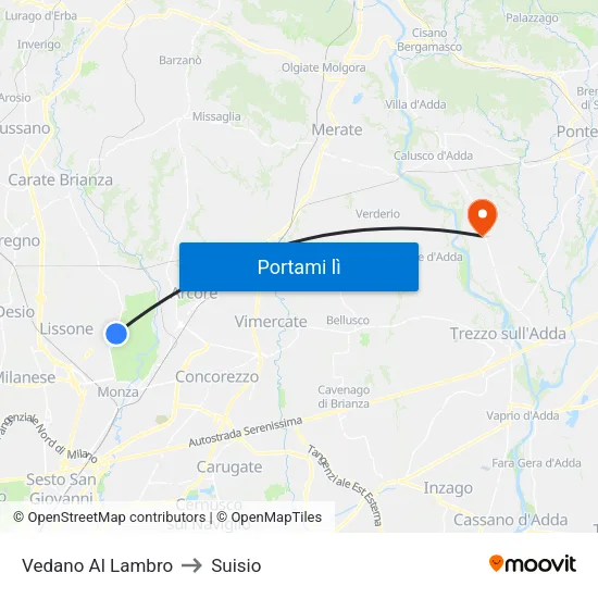 Vedano Al Lambro to Suisio map