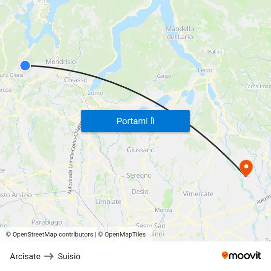 Arcisate to Suisio map
