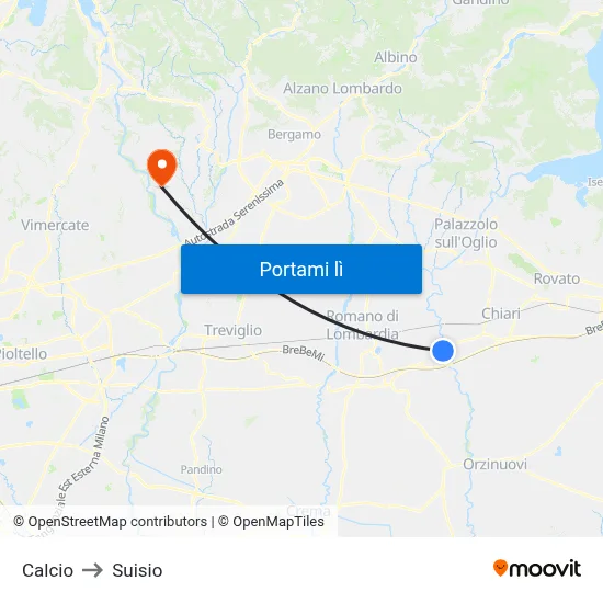 Calcio to Suisio map