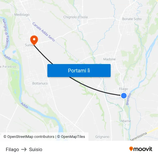 Filago to Suisio map