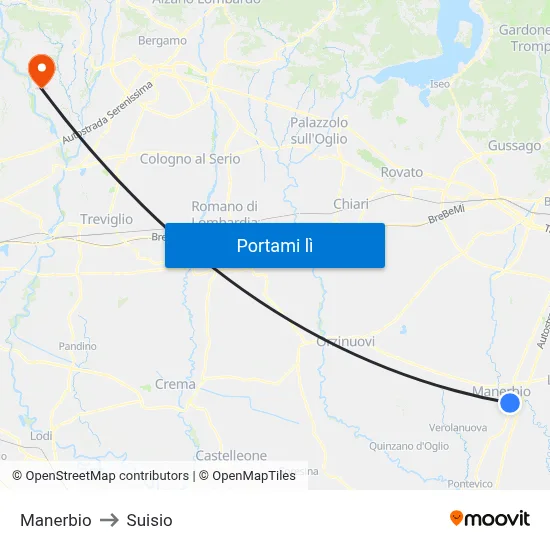 Manerbio to Suisio map