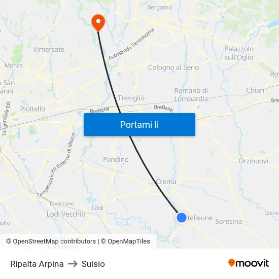 Ripalta Arpina to Suisio map