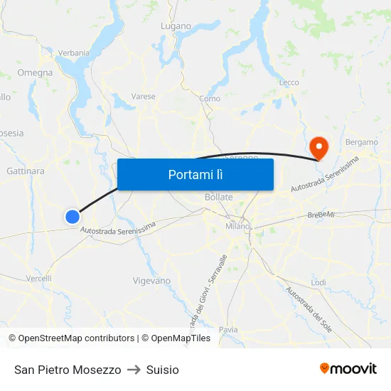 San Pietro Mosezzo to Suisio map