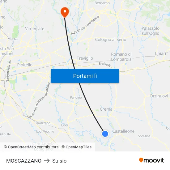 MOSCAZZANO to Suisio map