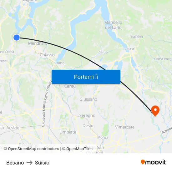 Besano to Suisio map