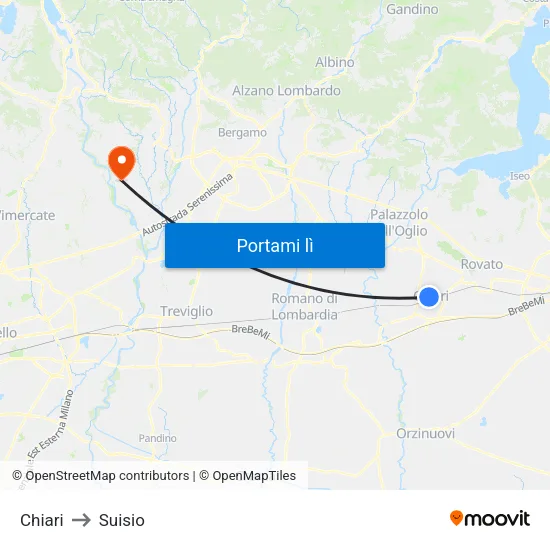 Chiari to Suisio map