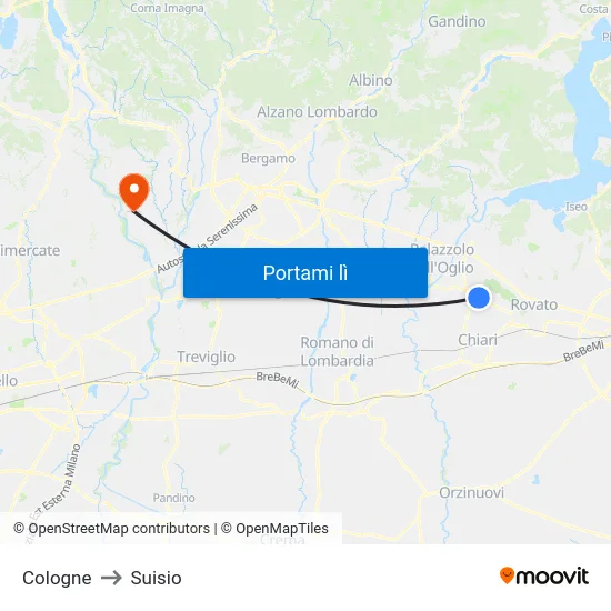 Cologne to Suisio map