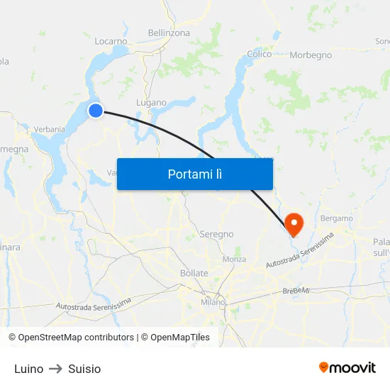 Luino to Suisio map