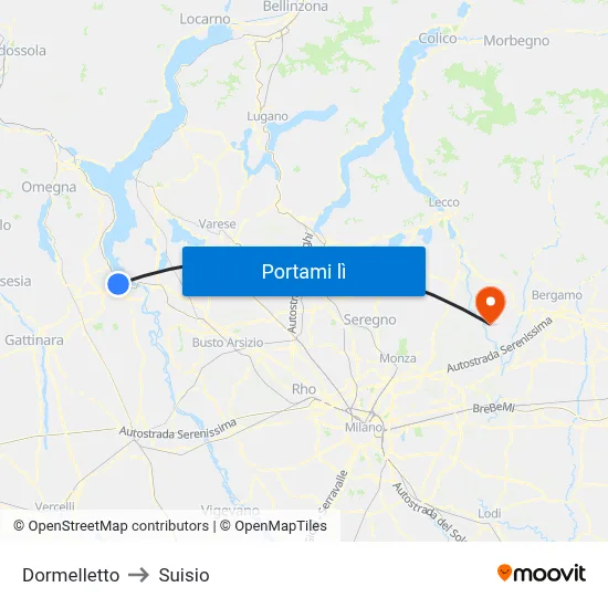 Dormelletto to Suisio map