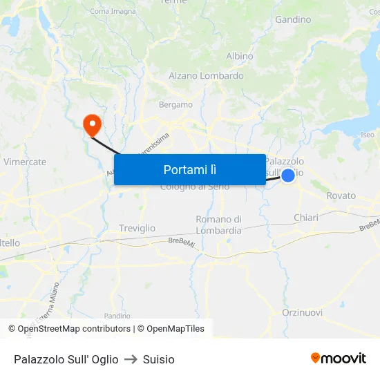 Palazzolo Sull' Oglio to Suisio map