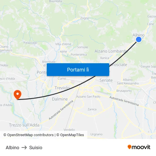 Albino to Suisio map