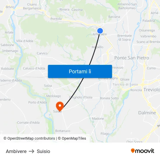 Ambivere to Suisio map