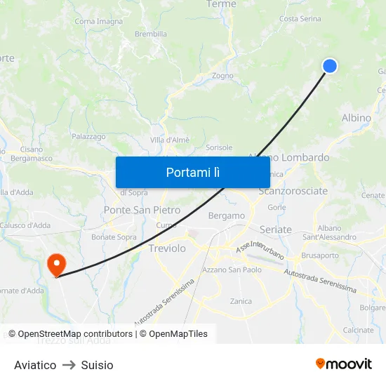 Aviatico to Suisio map