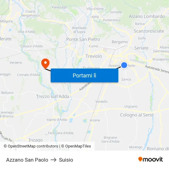 Azzano San Paolo to Suisio map