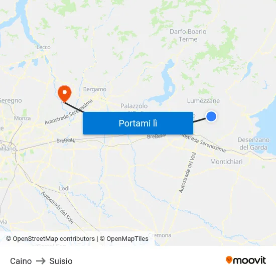 Caino to Suisio map