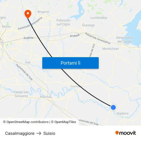 Casalmaggiore to Suisio map
