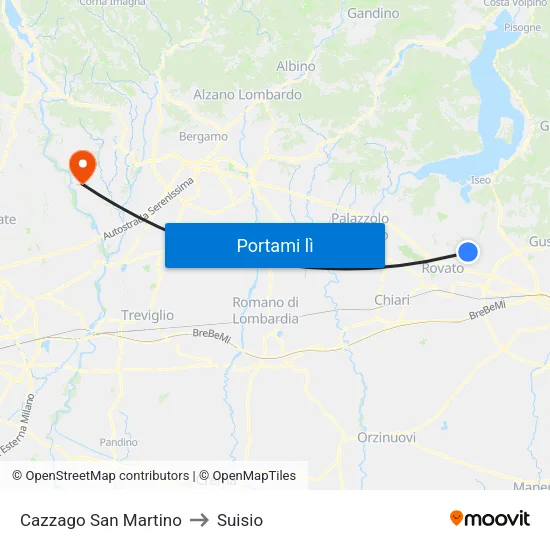 Cazzago San Martino to Suisio map