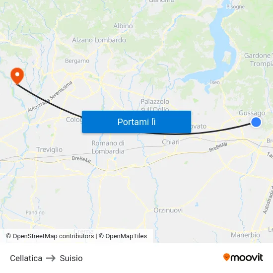 Cellatica to Suisio map