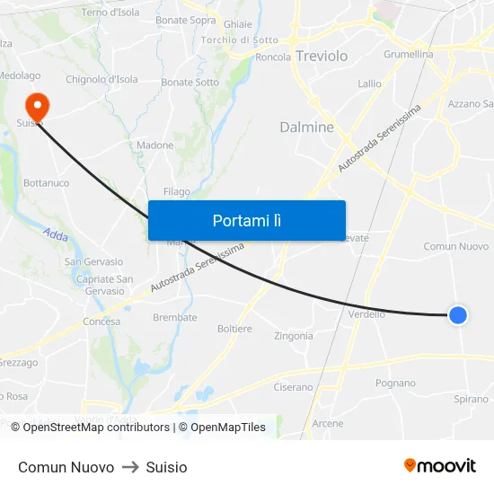Comun Nuovo to Suisio map