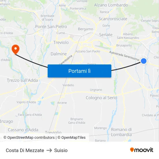 Costa Di Mezzate to Suisio map