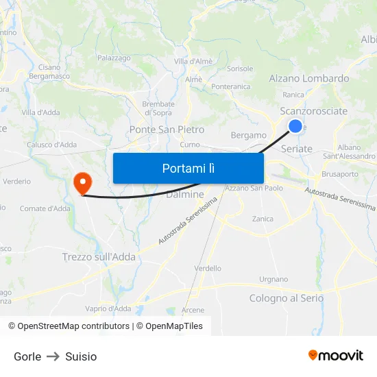 Gorle to Suisio map