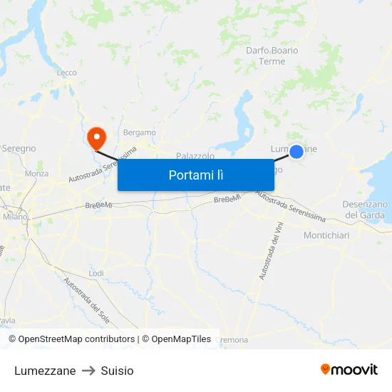 Lumezzane to Suisio map