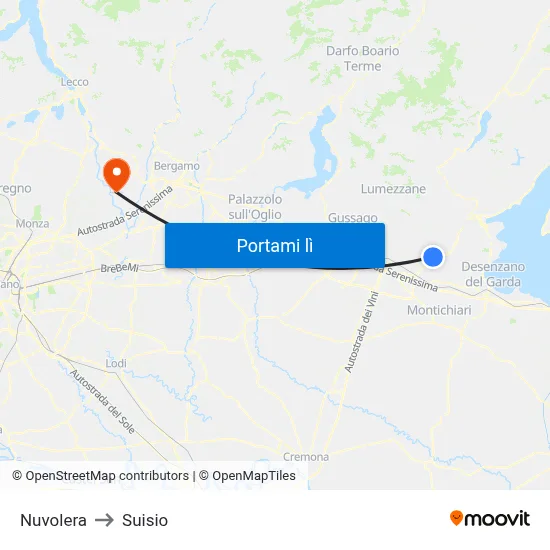 Nuvolera to Suisio map