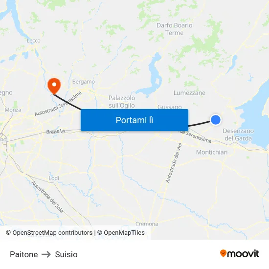 Paitone to Suisio map